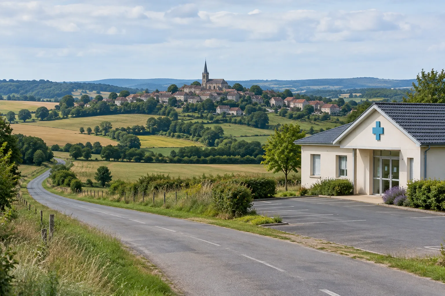 Un cabinet médical situé dans une commune éloignée des grands centres urbains.